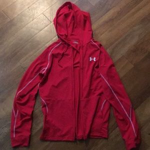 Lightweight zip up UA red w/ white stitching